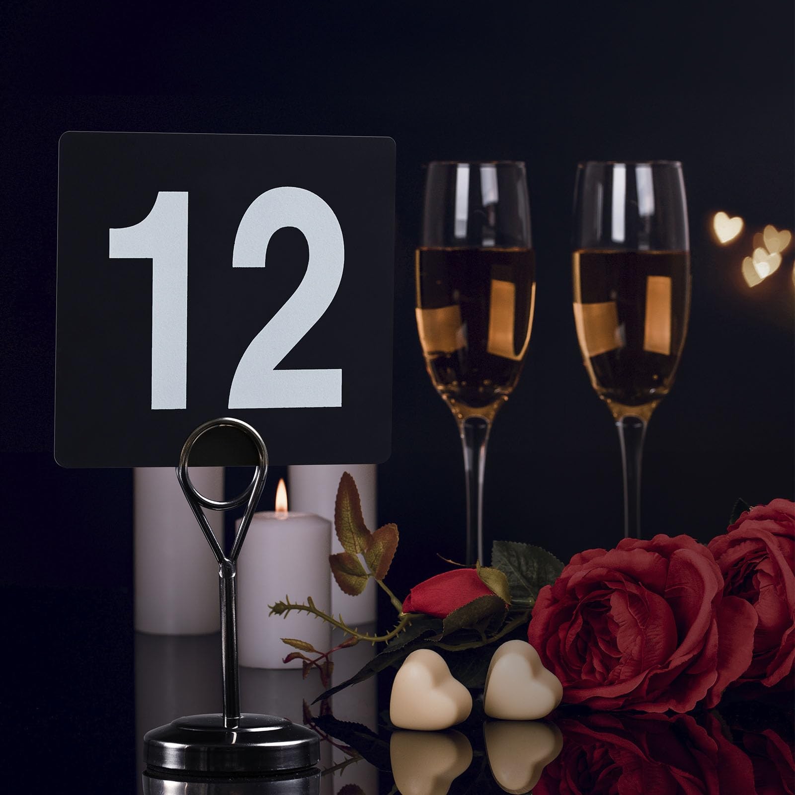 100 PCS Table Number Cards 1100 Double Sided 3.5 Inch Plastic Black