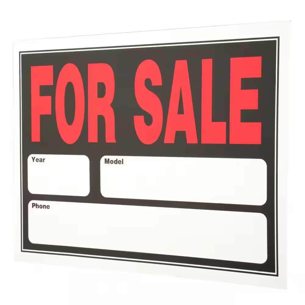 15 in. x 19 in. Plastic Auto for Sale Sign