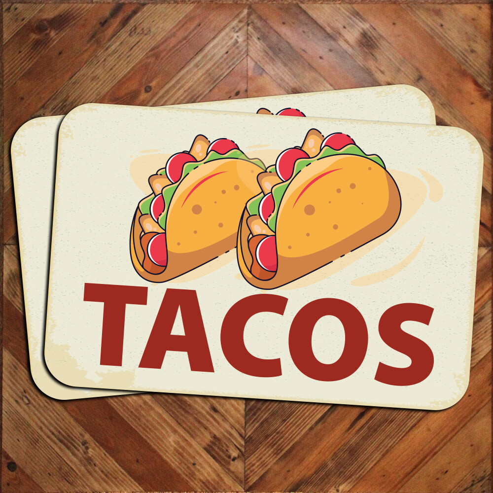 Pair of TACOS Generic Vehicle Car Door Magnets Street Food Truck Stand Signage