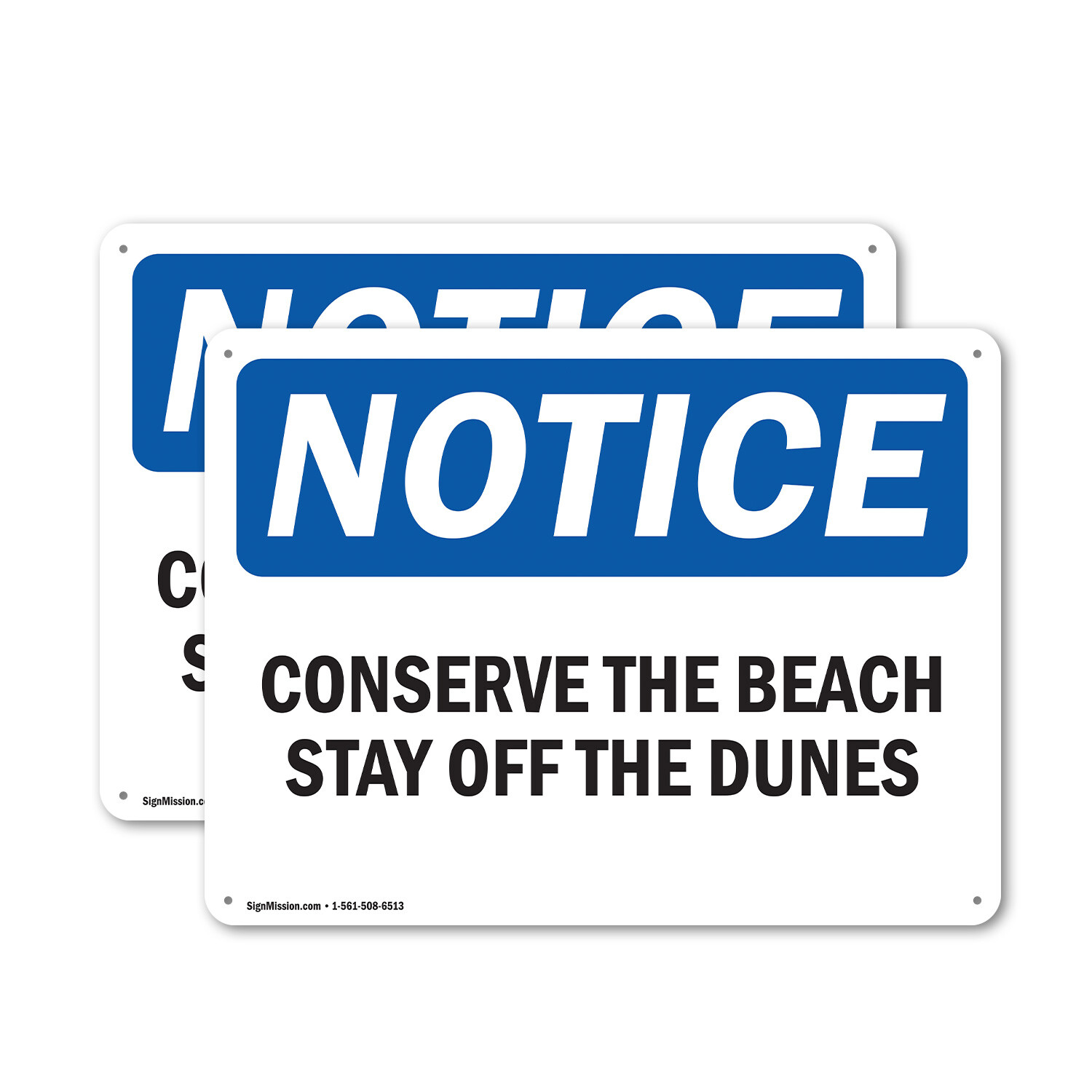 (2 Pack) Conserve The Beach Stay Off The Dunes OSHA Notice Sign Decal Metal