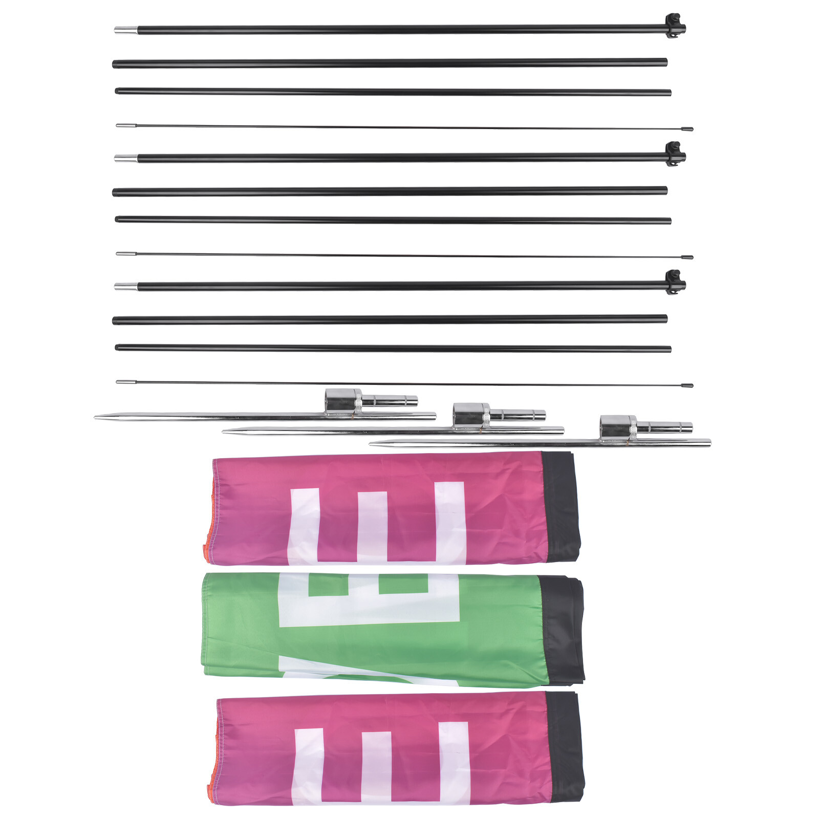2/3/4 Banner Flags, Poles, Ground Stakes, Grand Opening Flag Banner Pole Kit