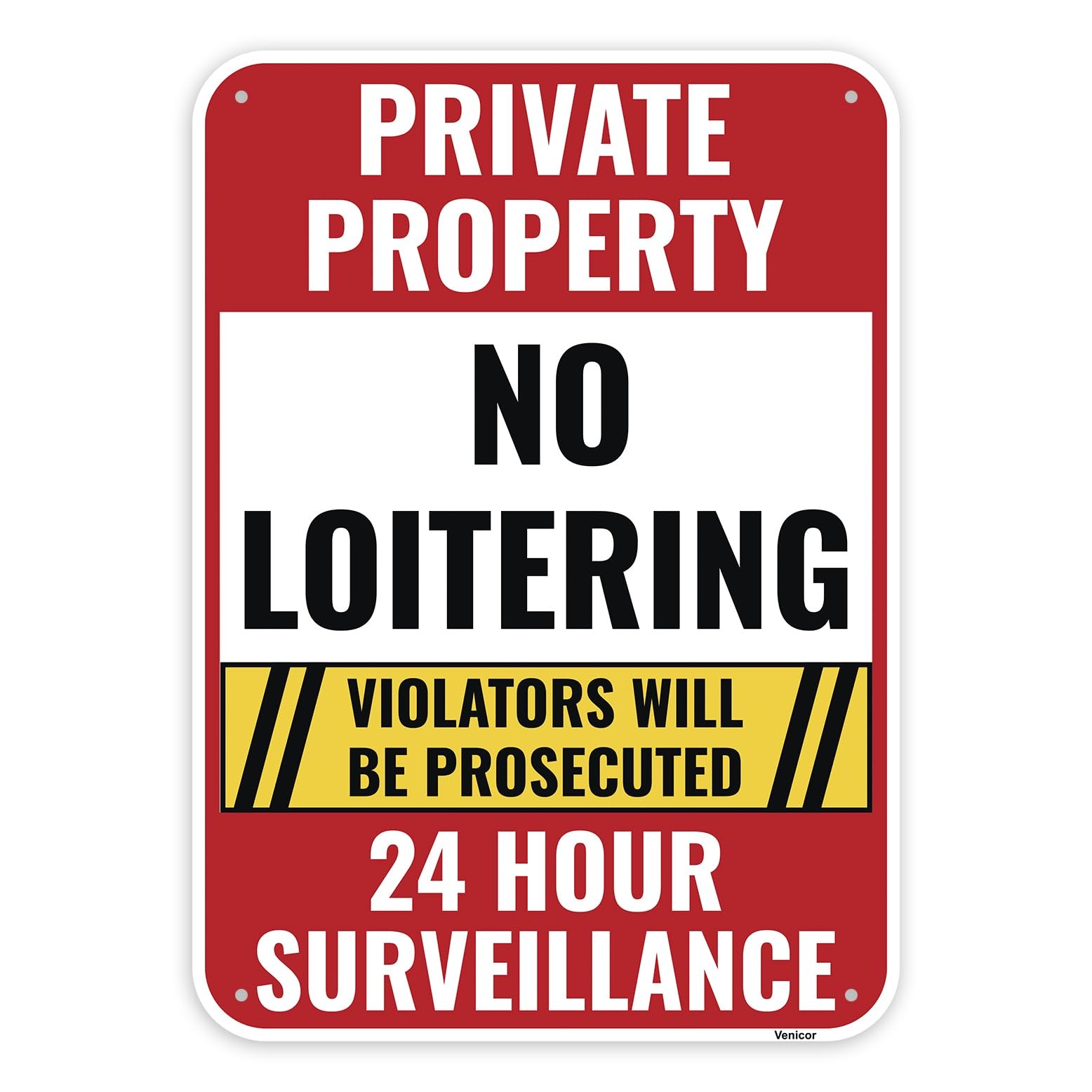 1PC Private Property No Loitering Sign, 14 x 10 Inches – Aluminum – Violators…