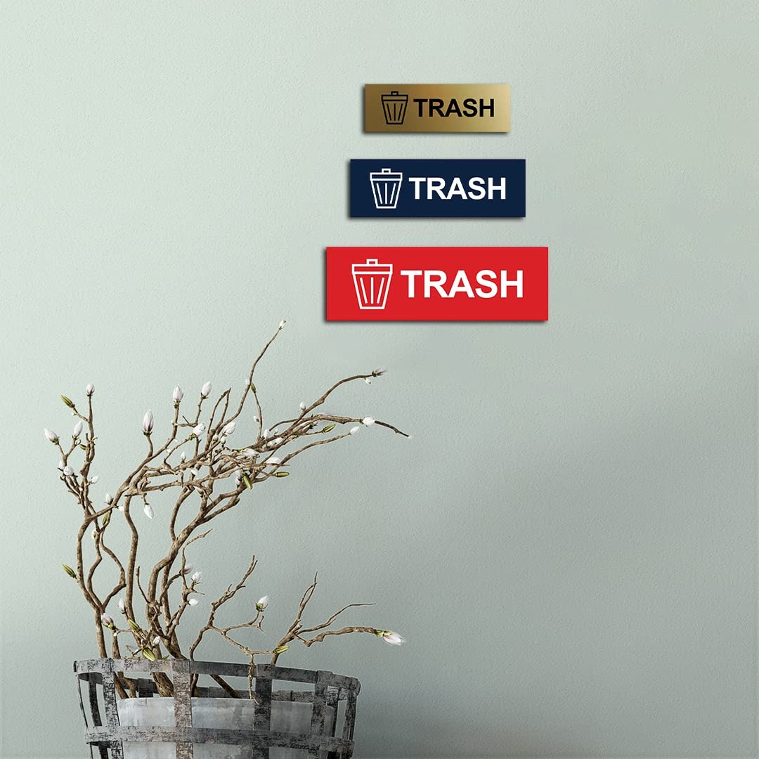 Basic Trash Sign Brushed Silver Large 10 Pack