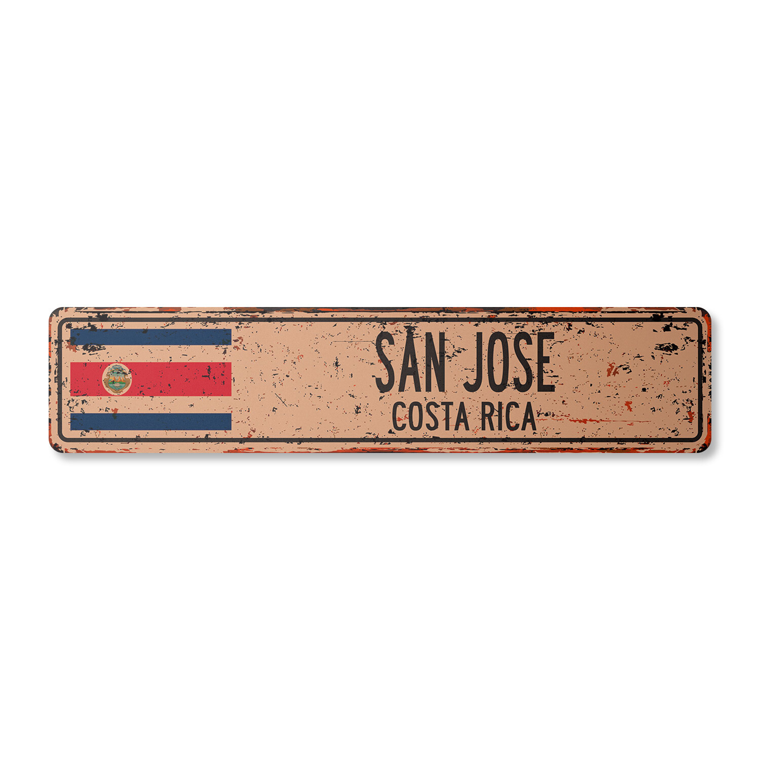SAN JOSE COSTA RICA Vintage Street Sign Costa Rican Tico flag city country wall