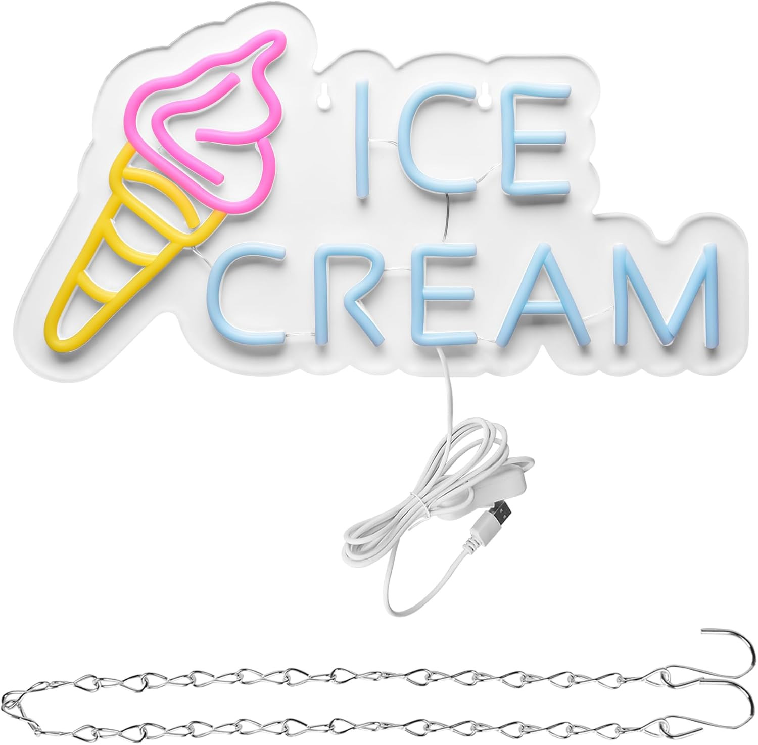 Ice Cream Neon Sign for Wall Decor,Ice Cream Shop Neon Decor,Business Dessert LE