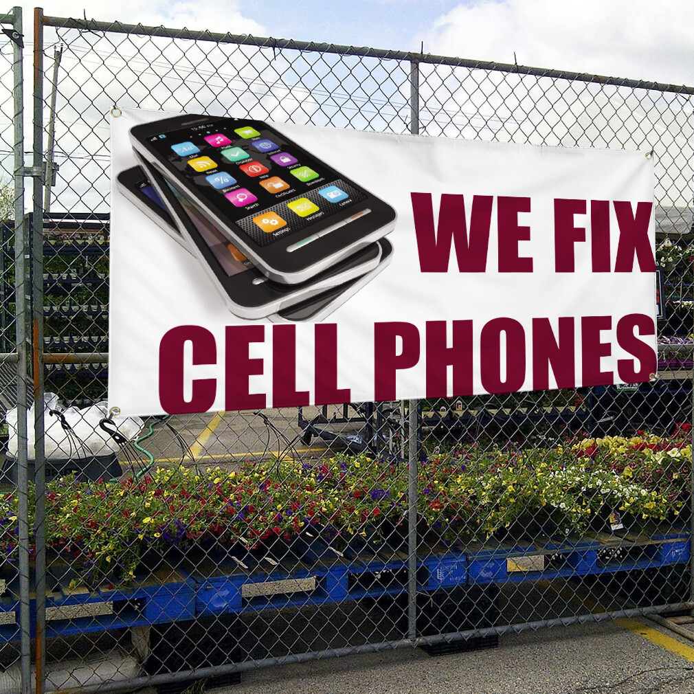 Vinyl Banner Multiple Sizes We Fix Cell Phones Advertising Printing C Retail