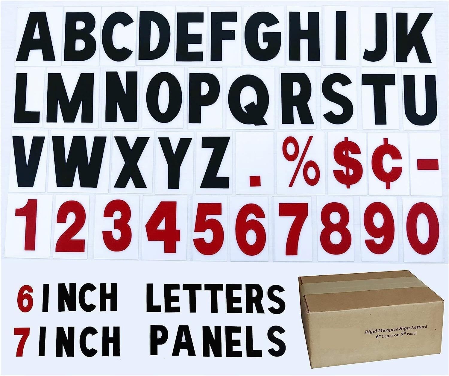 6? on 7? Rigid Acrylic Letters for Marquee Signs Block Font 300 count set