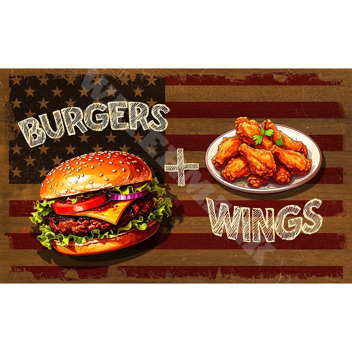 Burgers & Wings Vinyl Decal – Window or Wall Sticker for Restaurants