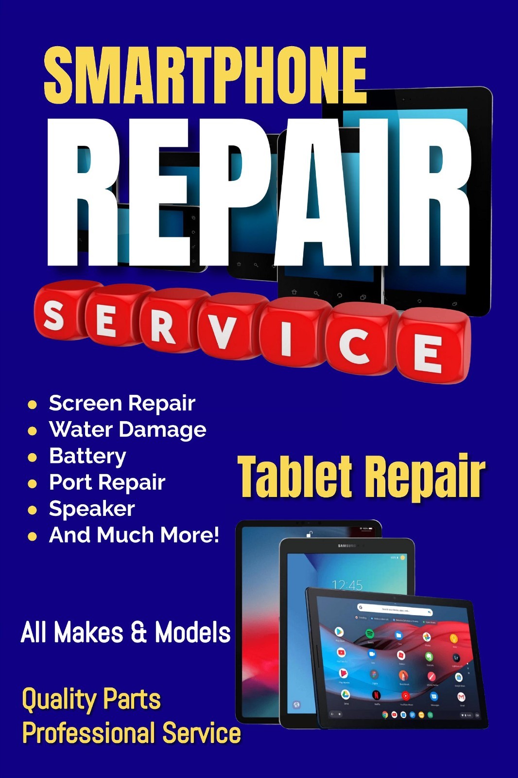 SmartPhone Repair Service All Makes and Models Advertising poster sign