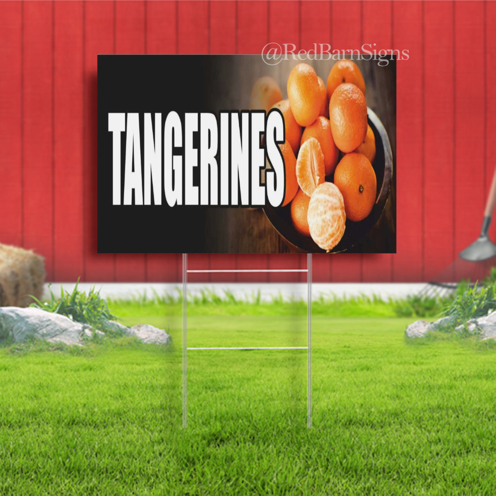 TANGERINES fruit vegetable citrus orange Indoor Outdoor Yard Sign with metal