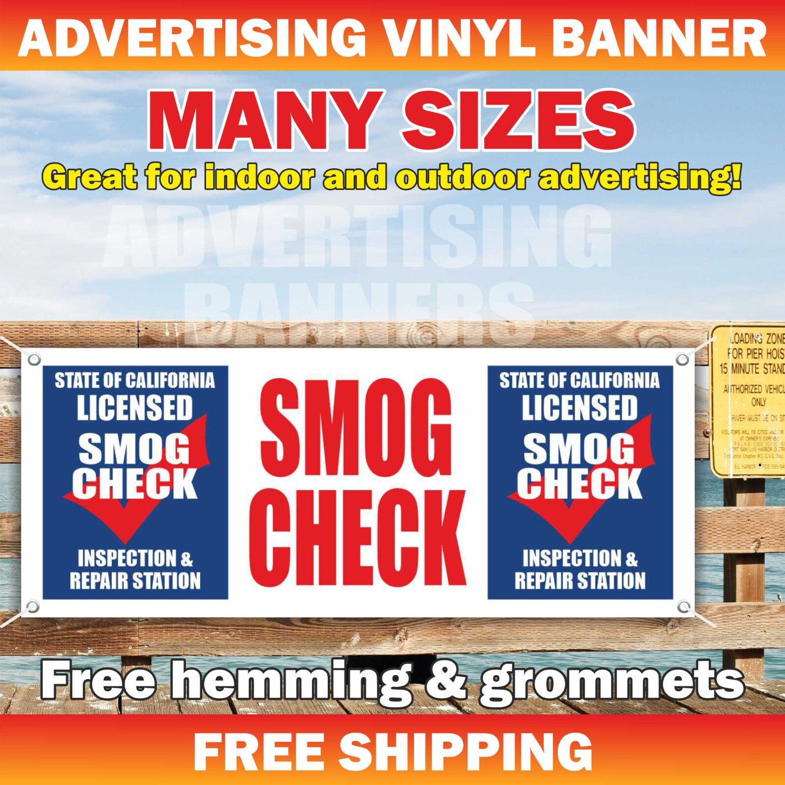 SMOG CHECK State Inspection Advertising Banner Vinyl Sign auto repair service