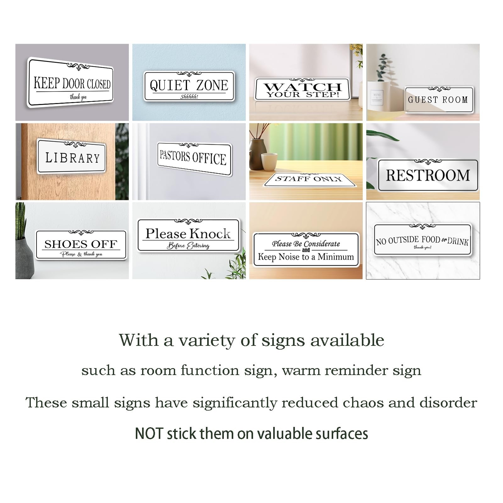 Storage Closet Sign 9x3Inch Acrylic Self-Stick Door Wall Office Home White 1 PCS