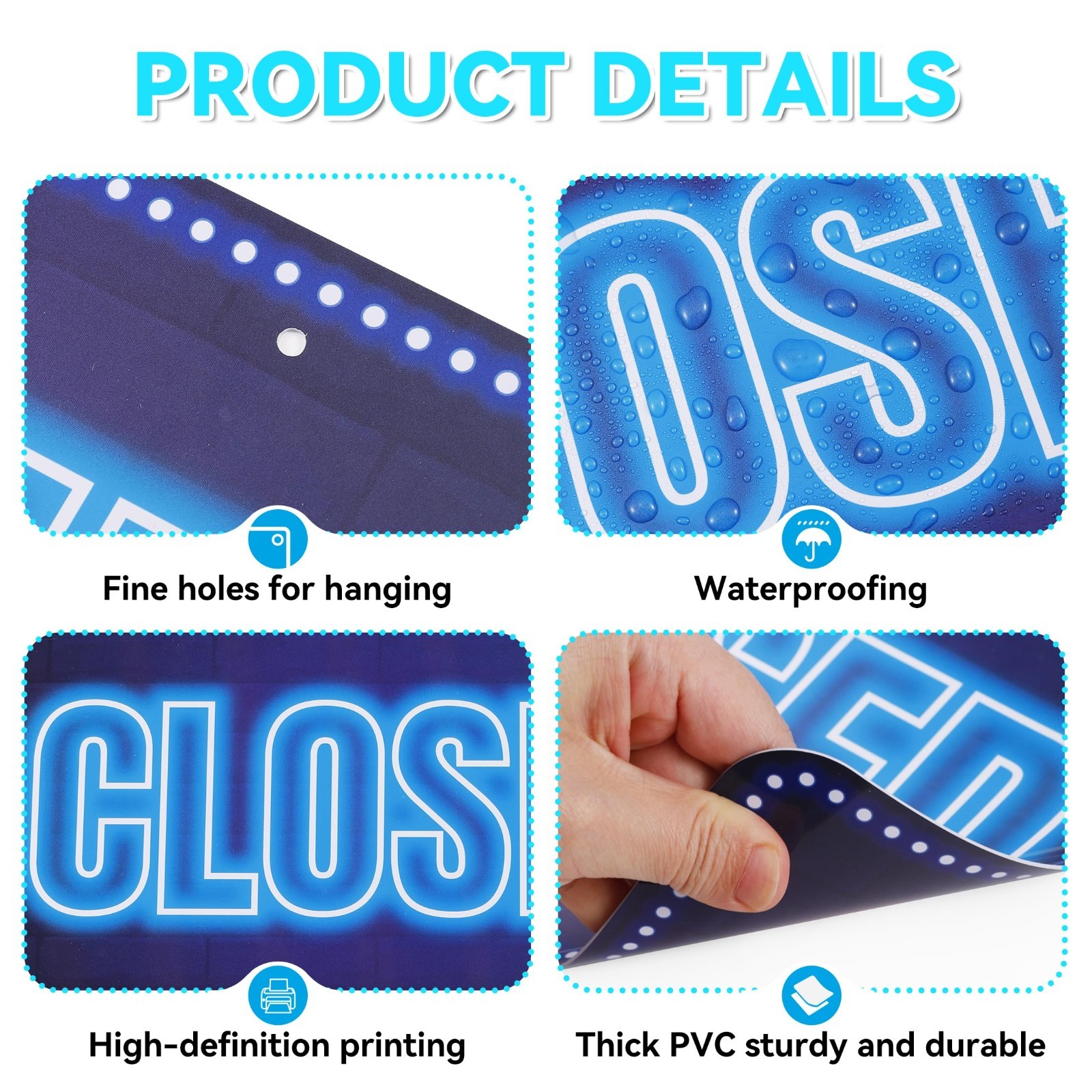 Waterproof Double-Sided Open Closed Sign 12×6.7 for Business, Store, Restaurant