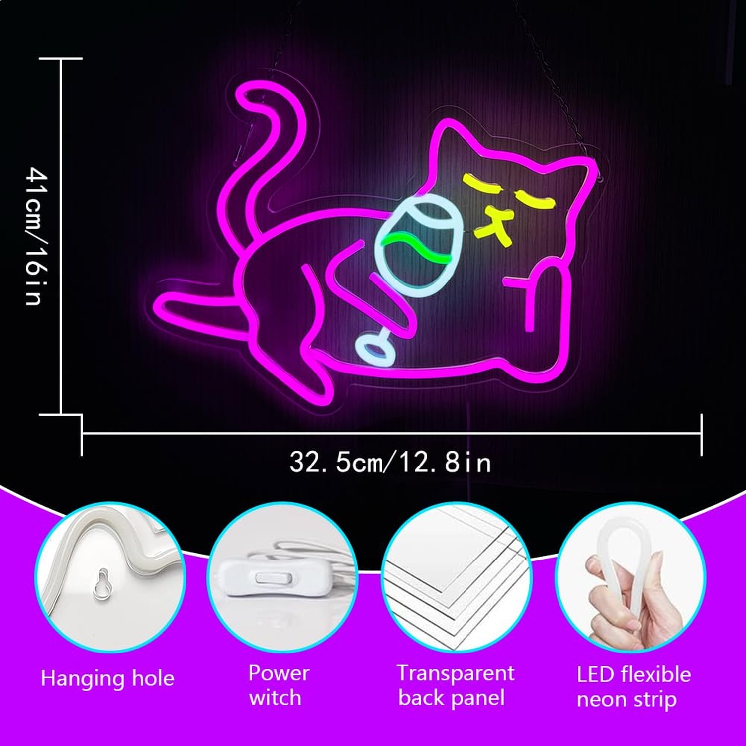 YUEYYNS Cat Beer Neon Sign, Bar Neon Signs for Wall Decor, Animal Wall Art Ne…