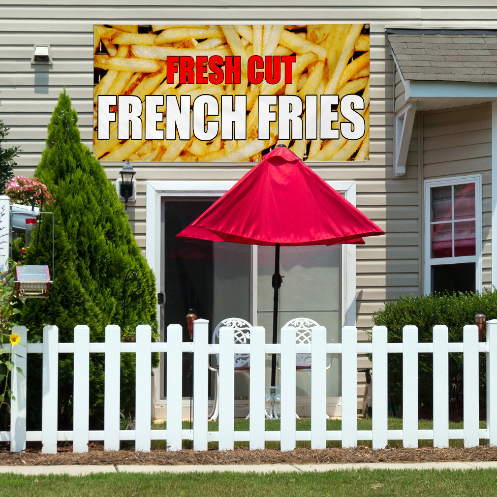 Vinyl Banner Multiple Sizes Fresh Cut French Fries Caf Restaurant Bar Business