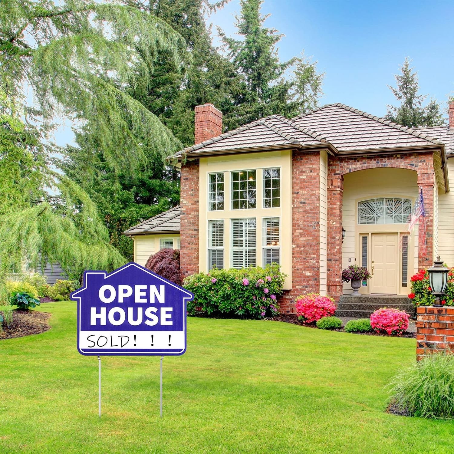 Directional Open House Signs, Weather Proof Yard Signs with 10 Metal Stakes