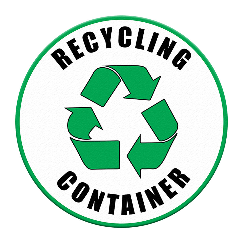 Floor Decals Recycling Container Green Black Anti-Slip Round Shape C Business