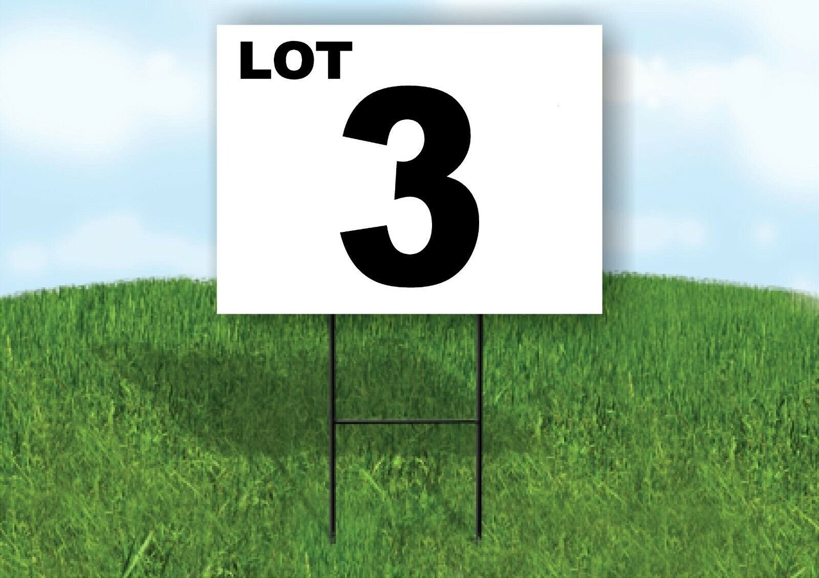 LOT 3 BLACK WHITE Yard Sign with Stand LAWN SIGN