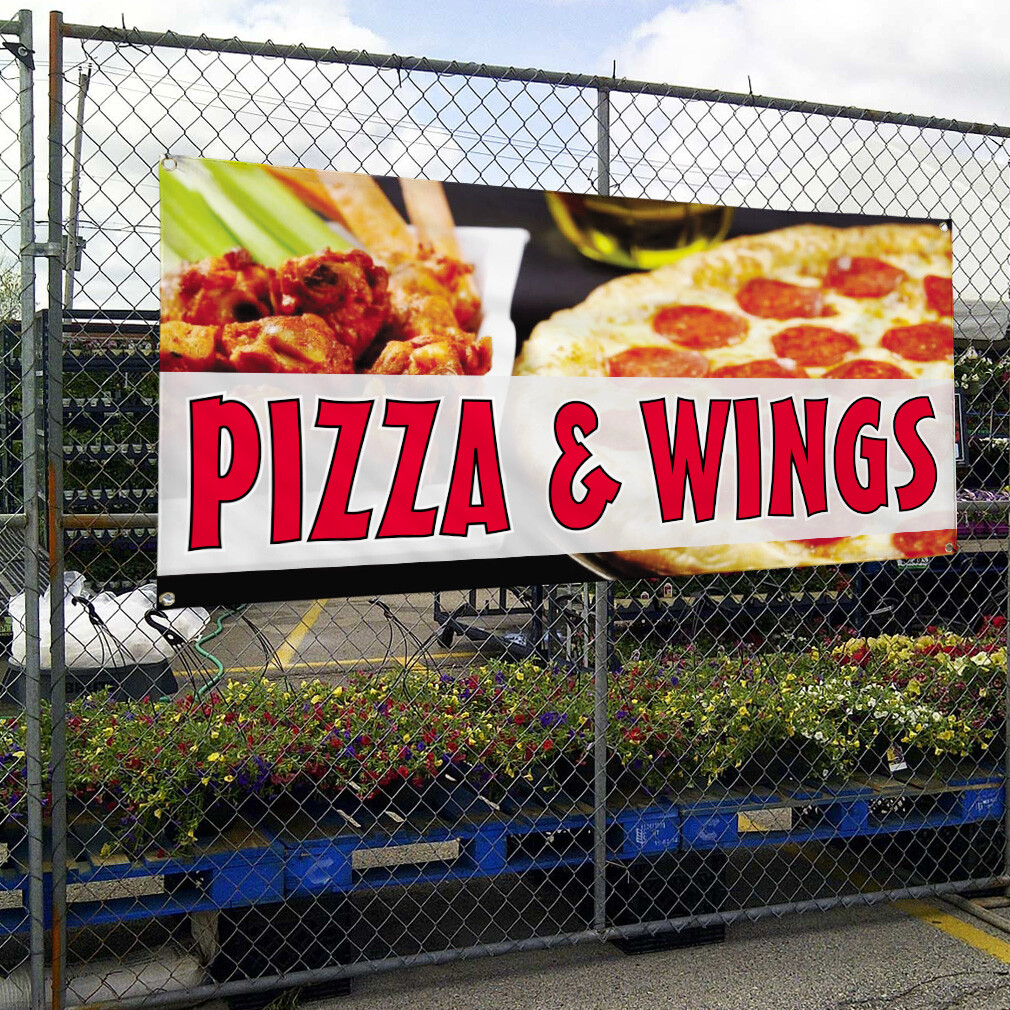Vinyl Banner Multiple Sizes Pizza & Wings Outdoor Advertising Printing G Outdoor