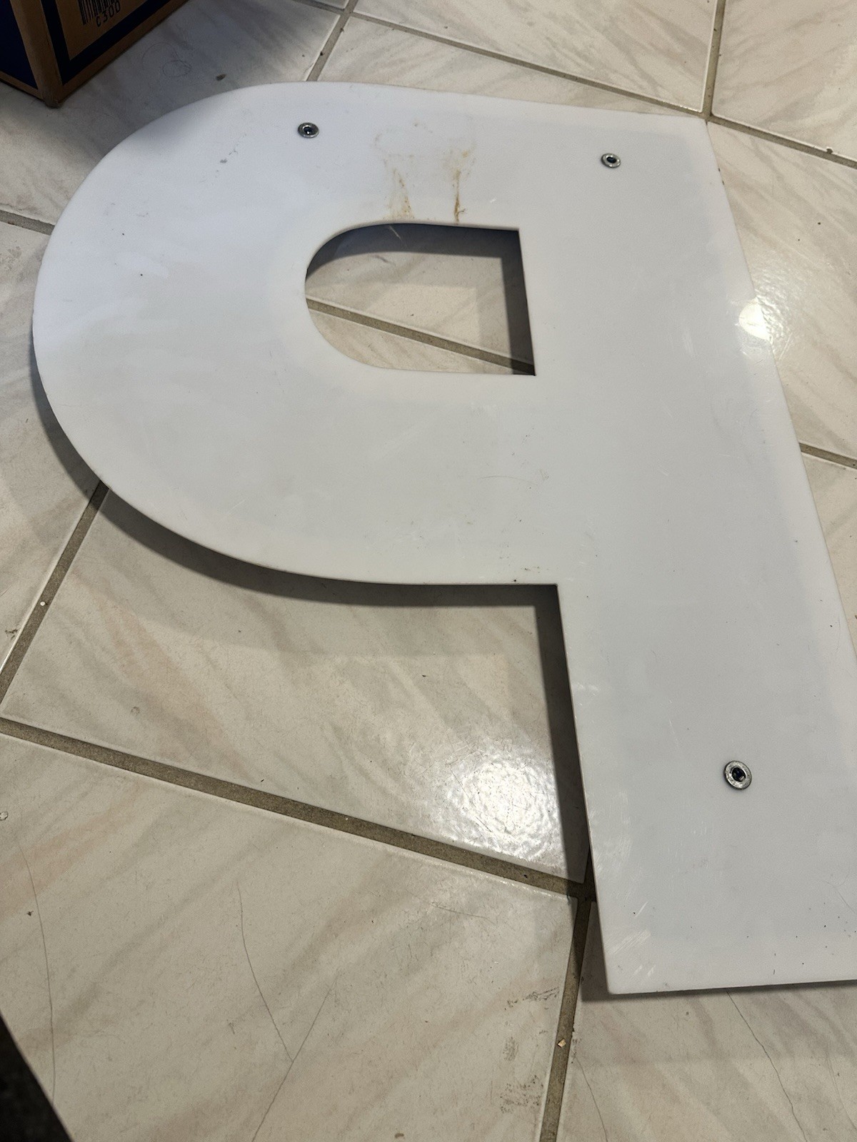 Vintage Channel Letter P — Salvaged Commercial Sign, Blue, 26×20” Large
