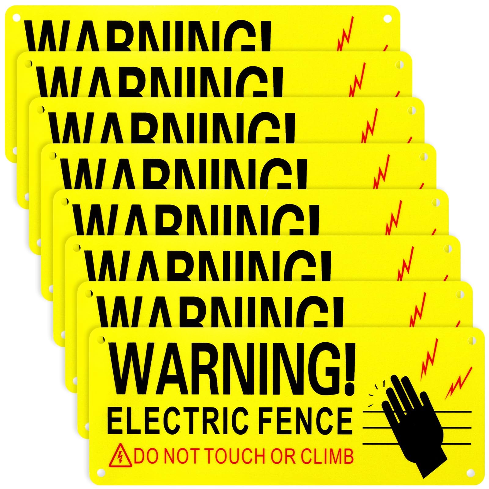 Blulu 8 Pack Metal Electric Fence Warning Signs 10 x 4 Inches Reflective Alum…
