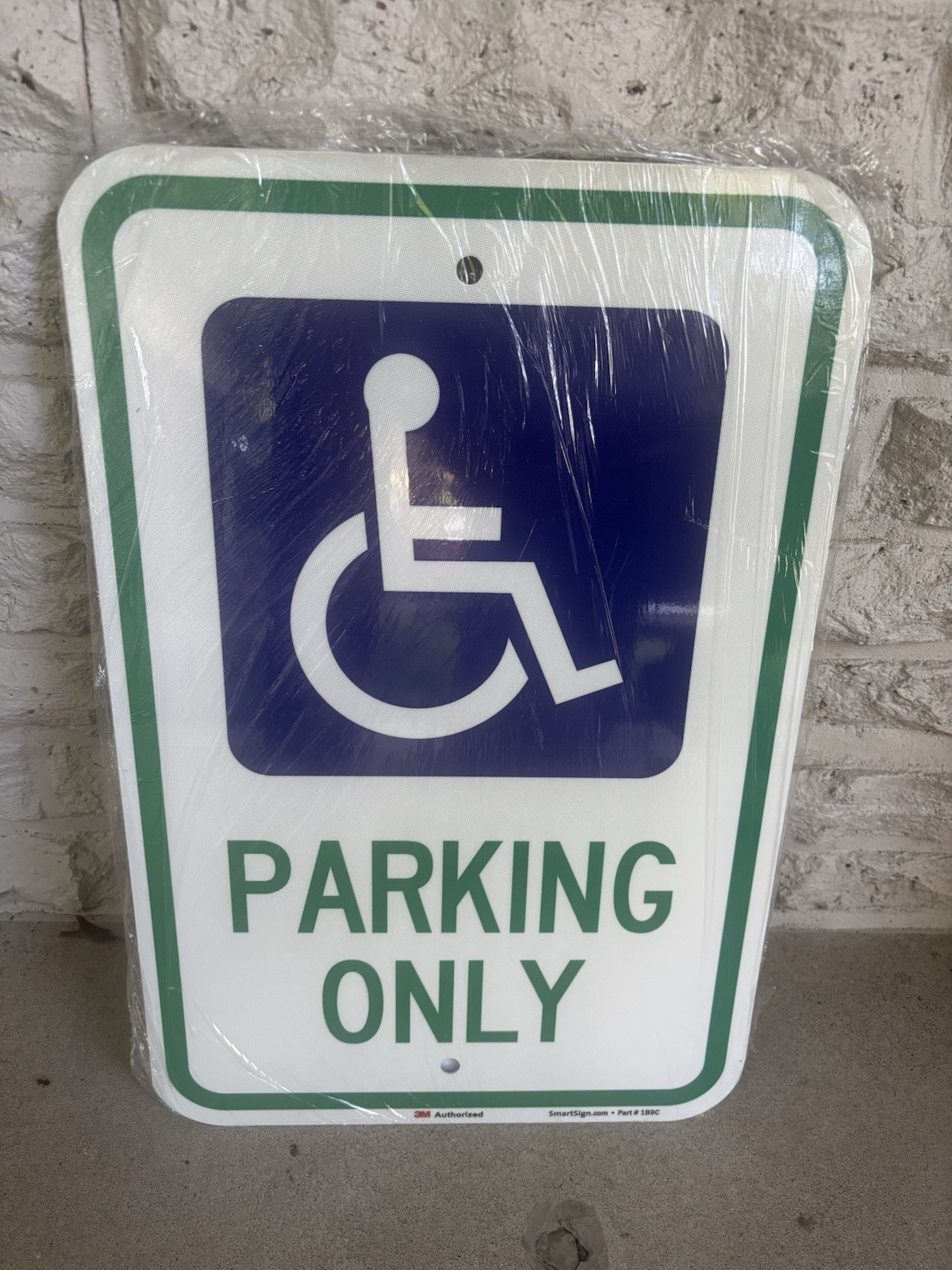 SmartSign Handicap Parking Only ADA Accessible Reflective Aluminum Sign 1B9C