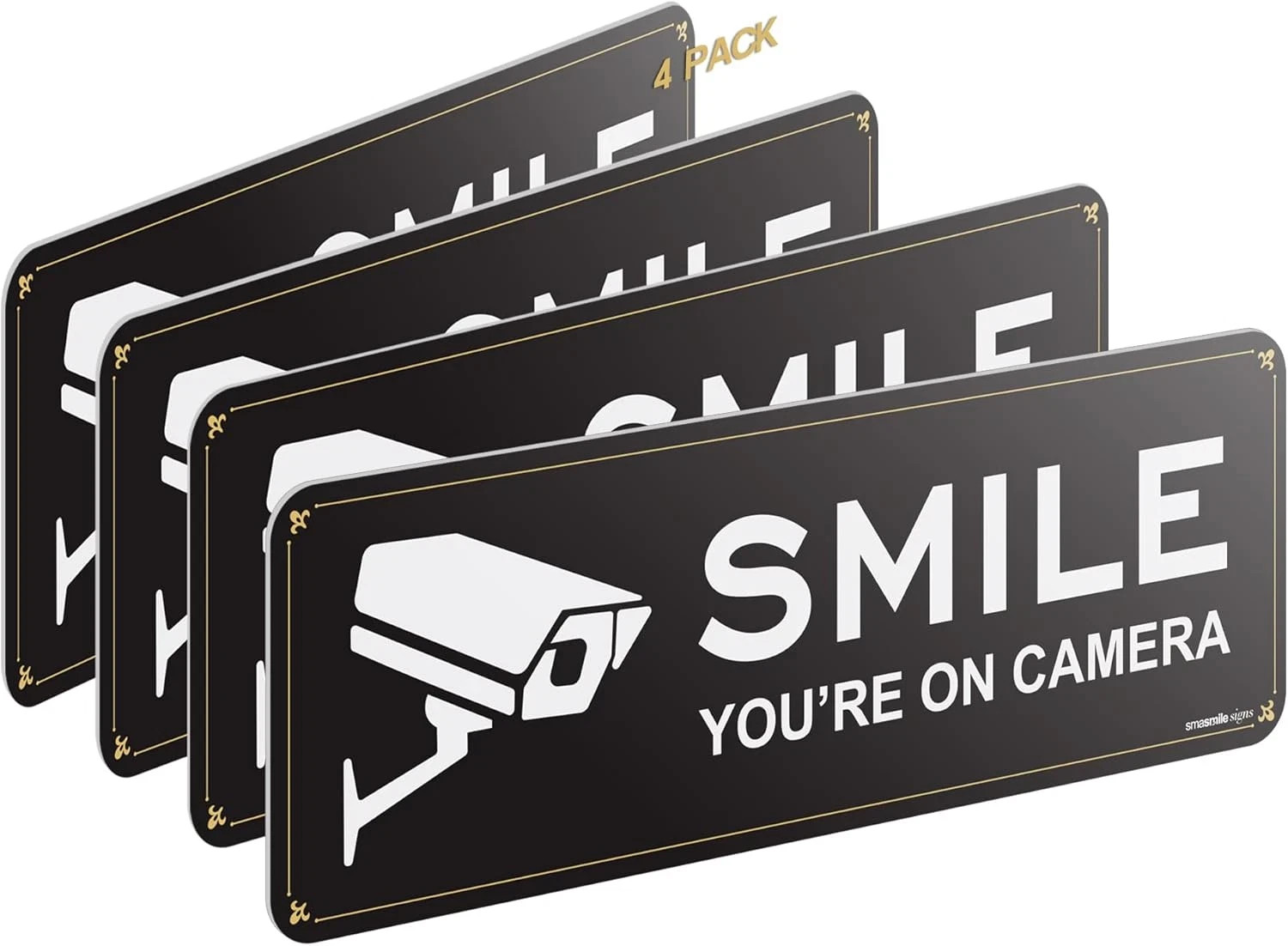 Smile Your on Camera Signs 4 Pack 9″ X 3.1″ Acrylic Camera Signs for Home Securi