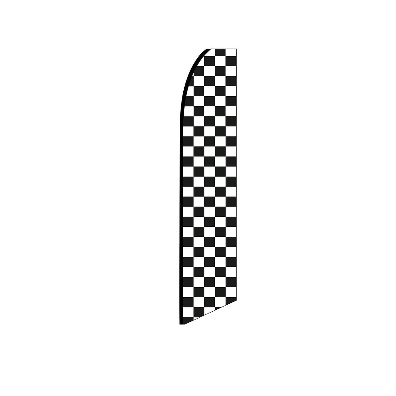 Checkered BlackWhite Swooper Flutter Feather Flag | 3ft W x 11.5ft Tall