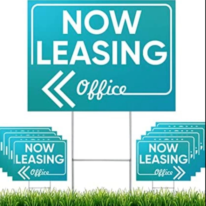 NEXT LEVEL SIGNS Now Leasing Yard Signs 24″ W x 18″ H Double Sided Waterproof
