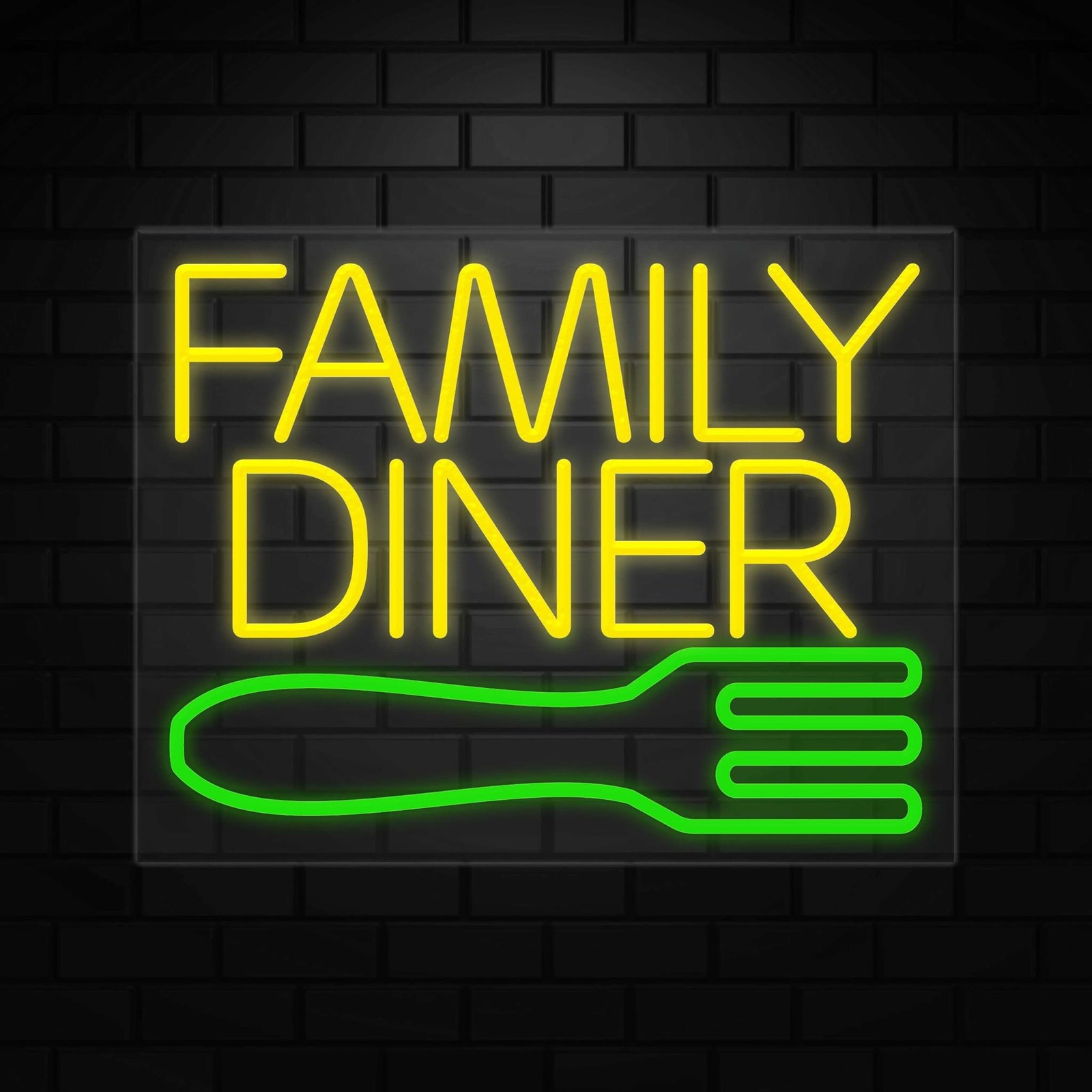 Family Diner Neon Sign for Retail Displays | LED Flex Neon | 24″W x 18″H x 1″D
