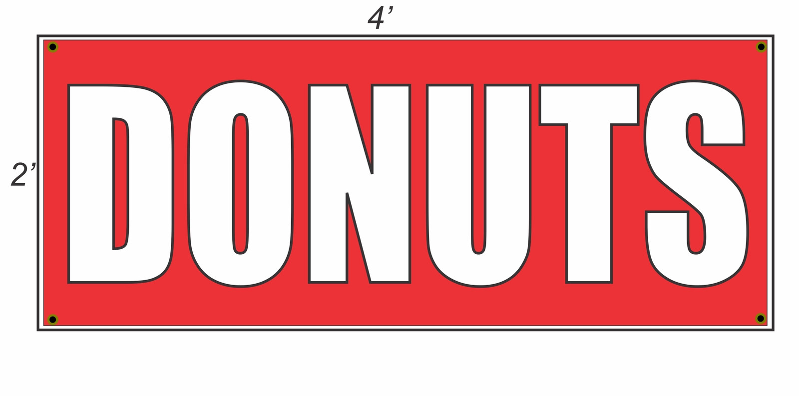 2×4 DONUTS Red with White Copy Banner Sign NEW
