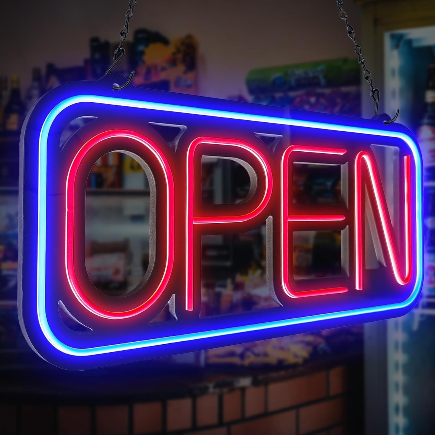 Open Signs for Business,32×16 inch Large Bright Open Sign Neon Led Lighted,Remot