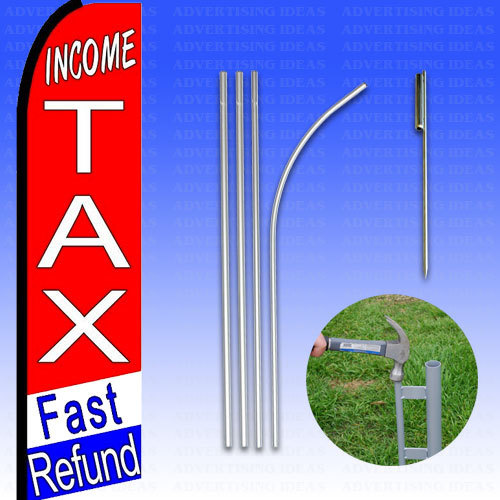 Feather Flag Swooper Advertising Flag Banner Sign 15′ Tall Kit – TAX FAST REFUND