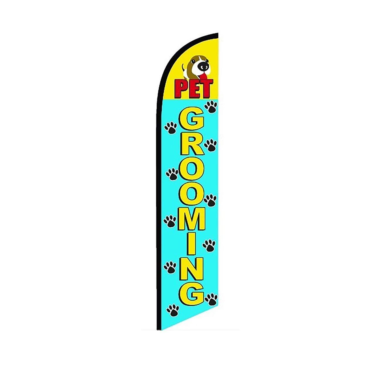 Pet Grooming Blue Swooper Flutter Feather Flag | 3ft W x 11.5ft Tall