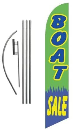 Boat Sale Advertising Feather Banner Swooper Flag Sign with Flag Pole Kit and…