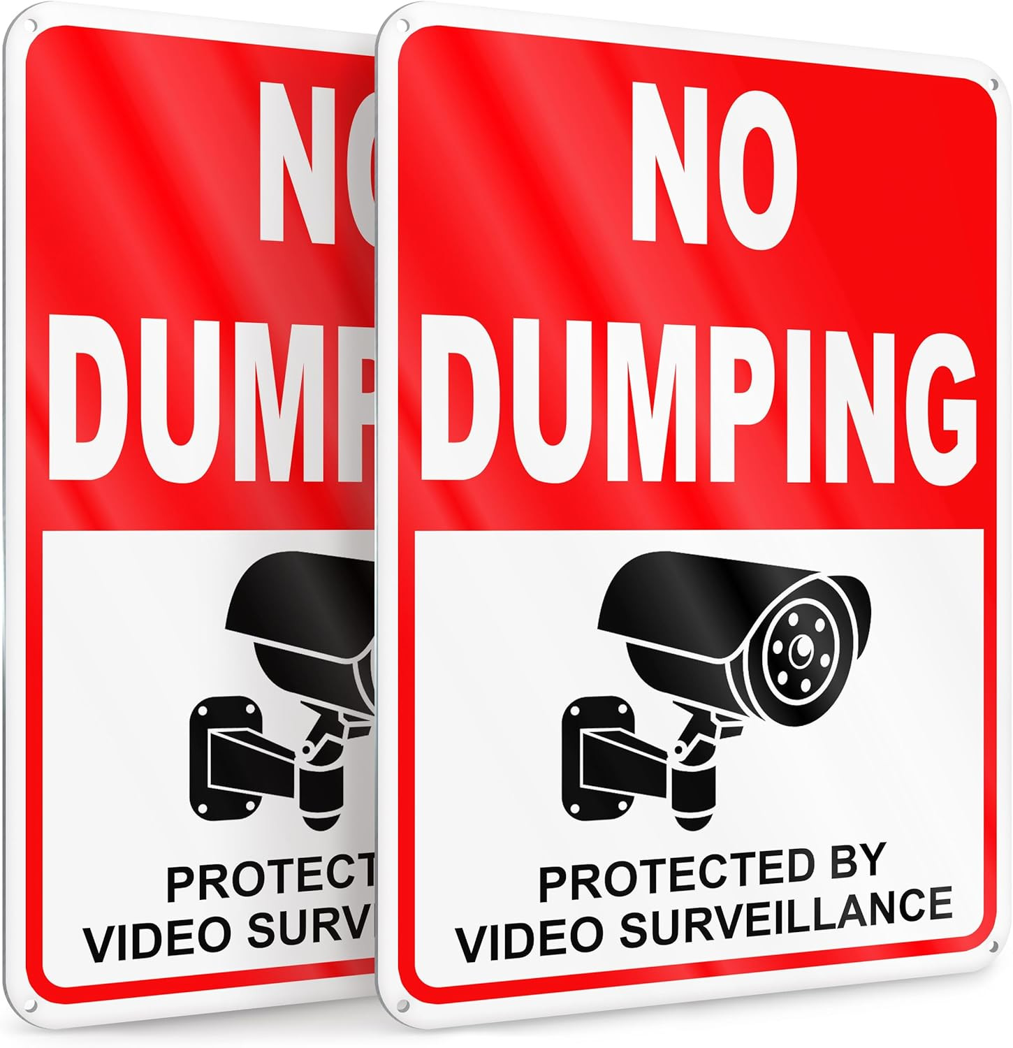 2 PC No Dumping Signs, Reflective 7 x 10 Aluminum No Littering Signs with Video