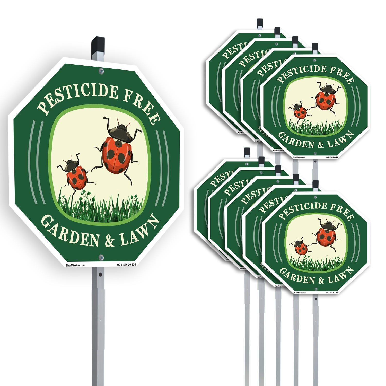 Pesticide Free Garden & Lawn Octagon Sign With Stake Weather Resistant