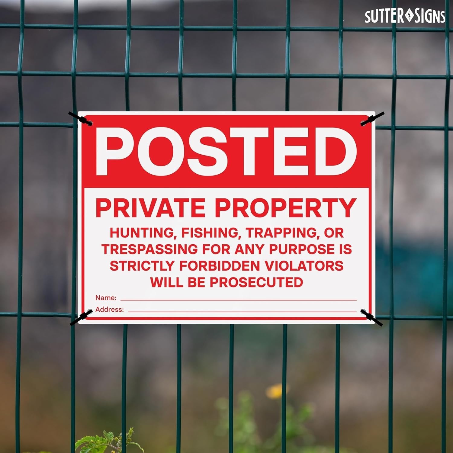 Private Property Signs 4 PK | No Hunting No Trespassing PVC Signs with Mounti…