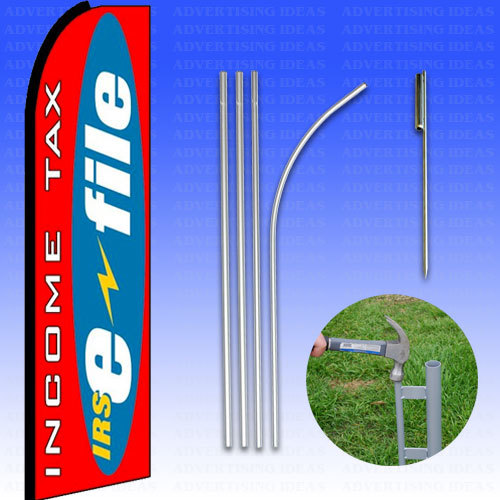Feather Flag Advertising Flag Banner Sign 15′ Tall Kit – INCOME TAX / E-FILE
