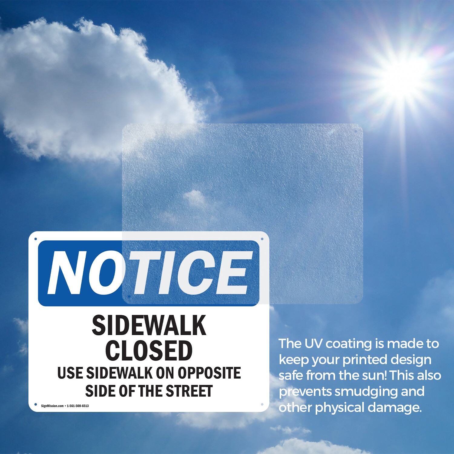(2 Pack) Sidewalk Closed Use Sidewalk On Opposite OSHA Notice Sign Decal Metal
