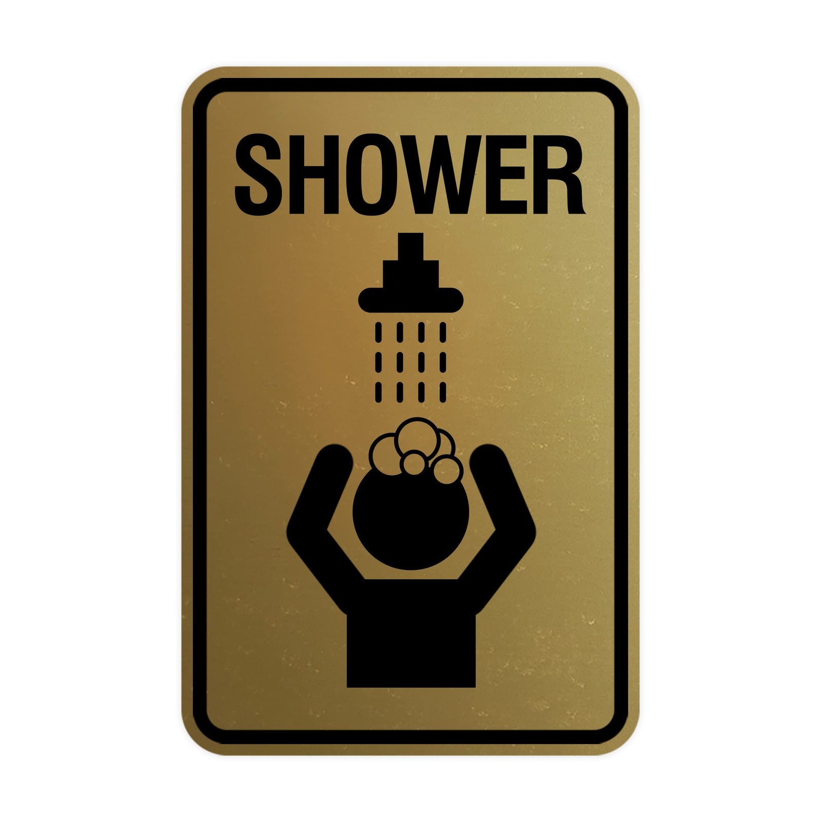 Portrait Round Shower Single Sign Brushed Gold Medium Door Wall