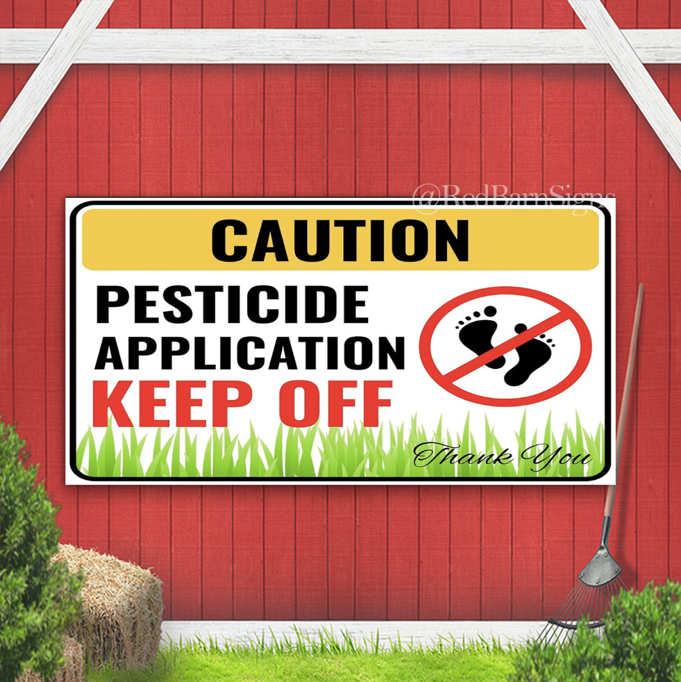 Pesticide Sign keep off Lawn Yard Sign Single-Sided with metal H-Stakes
