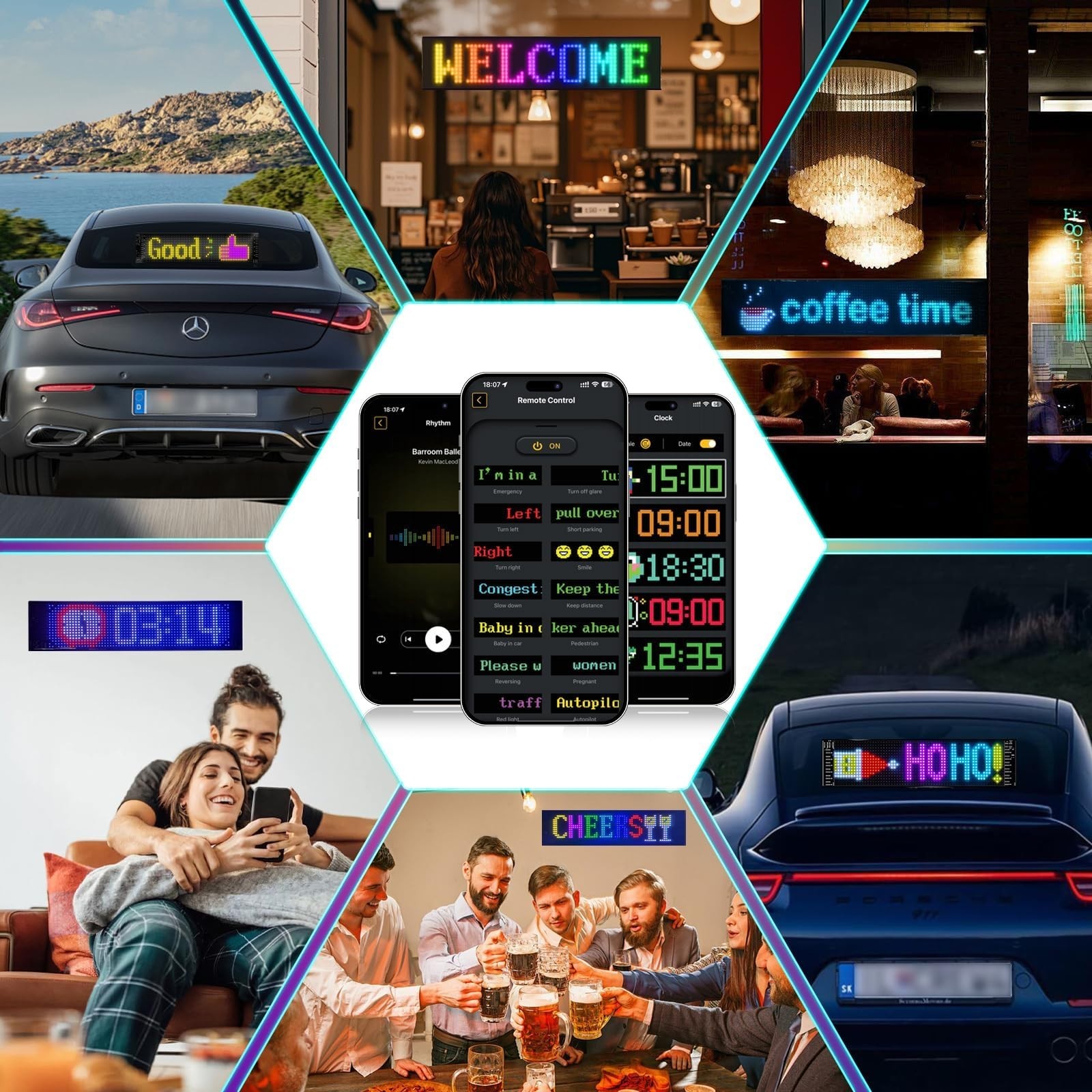 15″x4″ Programmable LED Scrolling Sign – Bluetooth RGB Display Panel for Custom