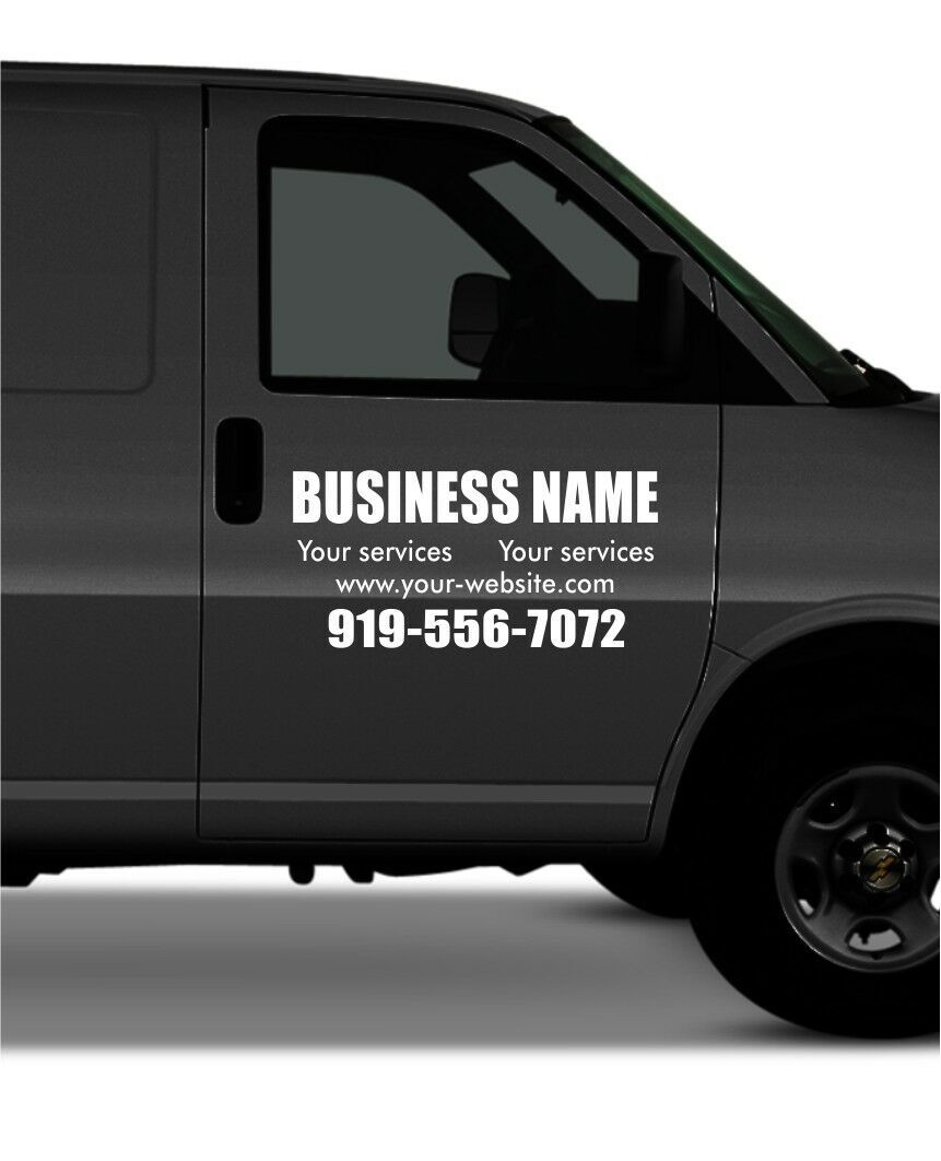 – SET OF 2 – Vehicle Vinyl Decal Van Car Truck Door Window Custom Lettering Stic