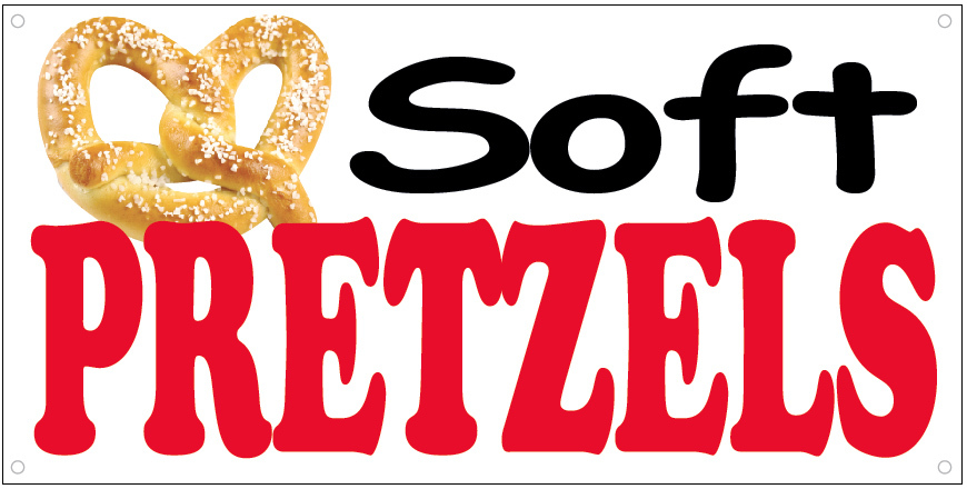 20×48 Inch SOFT PRETZELS Vinyl Banner Concession Sign – wb