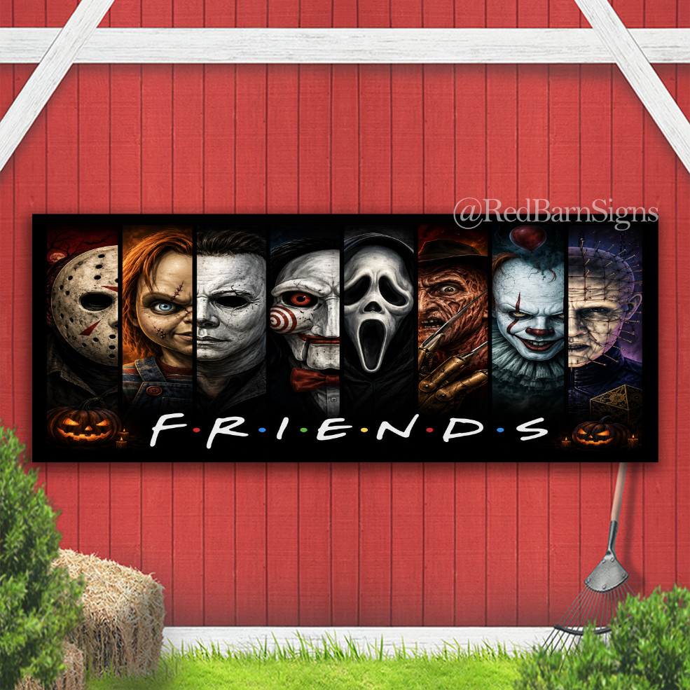 Horror Halloween Friends Indoor Outdoor Banner Sign with grommets