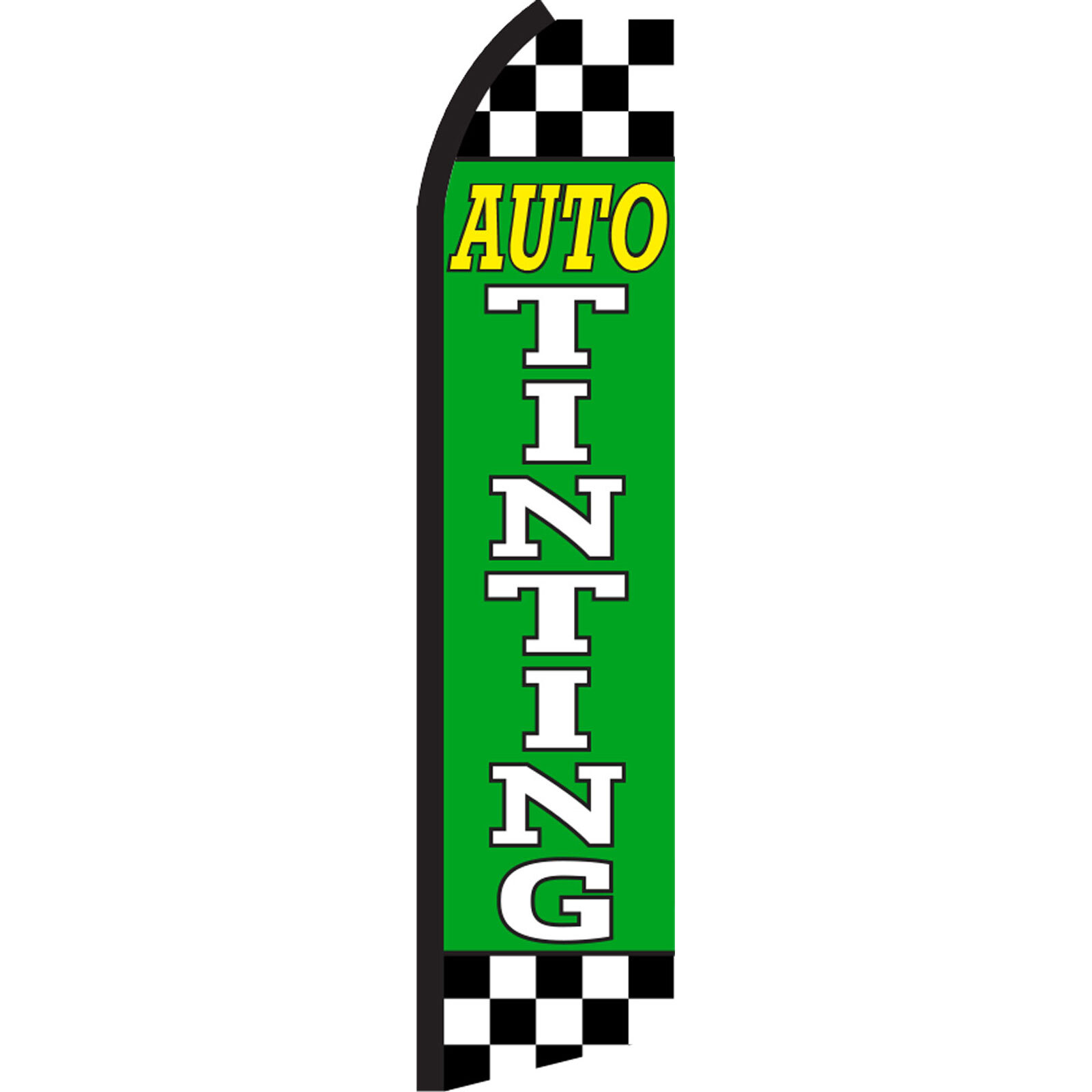 Auto Tinting Green/White Checker 2 1/2 ft X 11 1/2 ft Polyester Swooper Flag