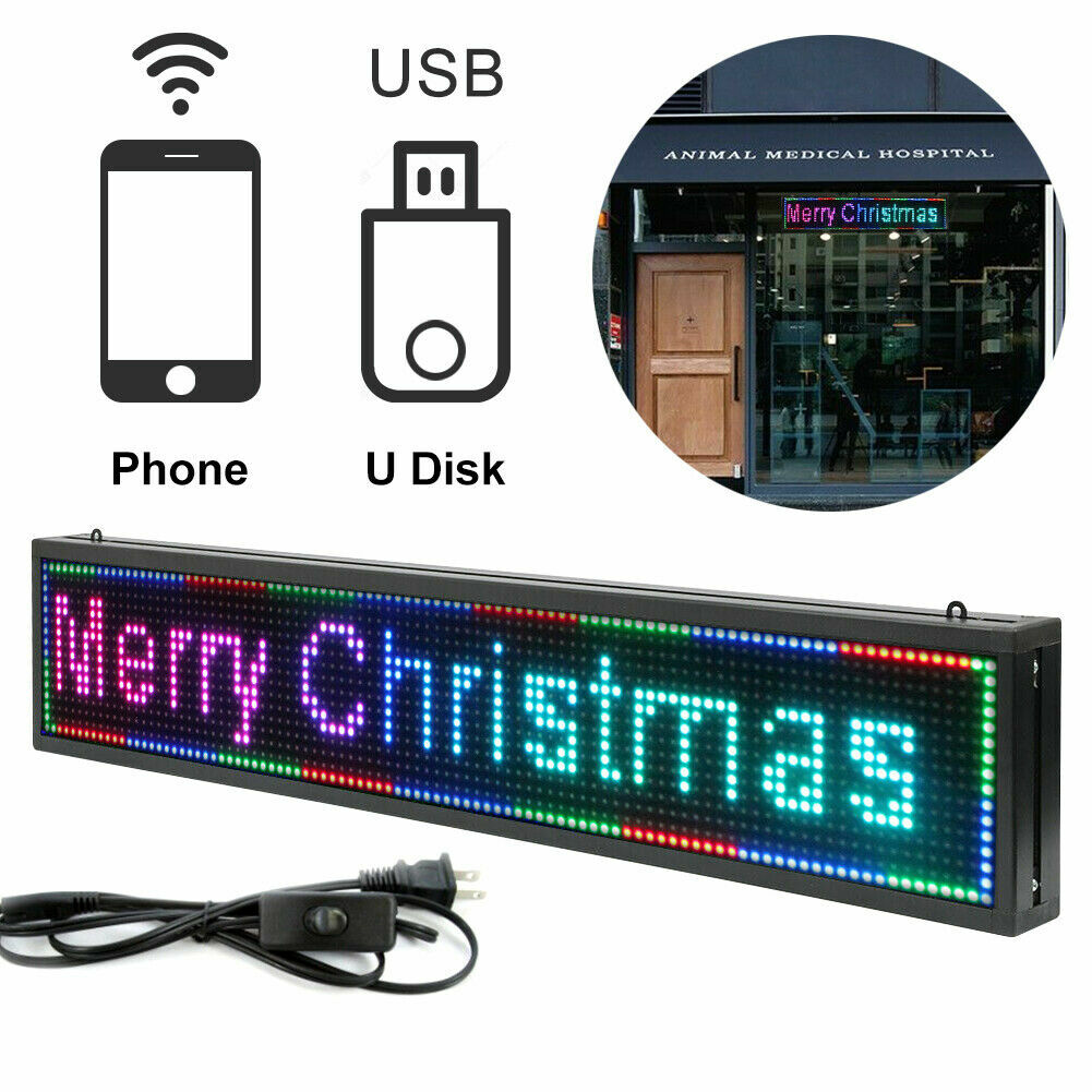 LED Sign 40″ X 8″ Scrolling Message Display Board 7 Color Programmable