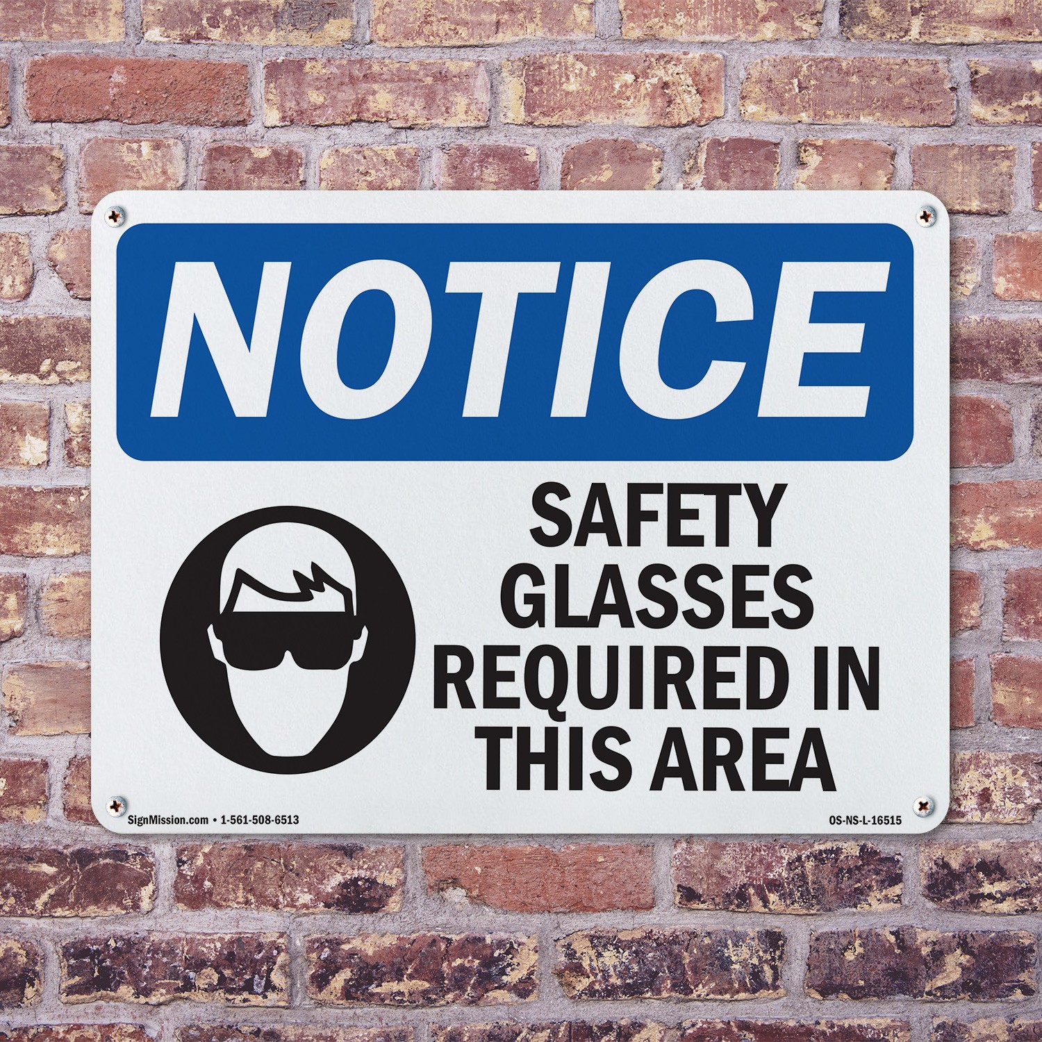 Safety Glasses Required In This Area OSHA Notice Sign Or Decal – 5 or 10 Pack