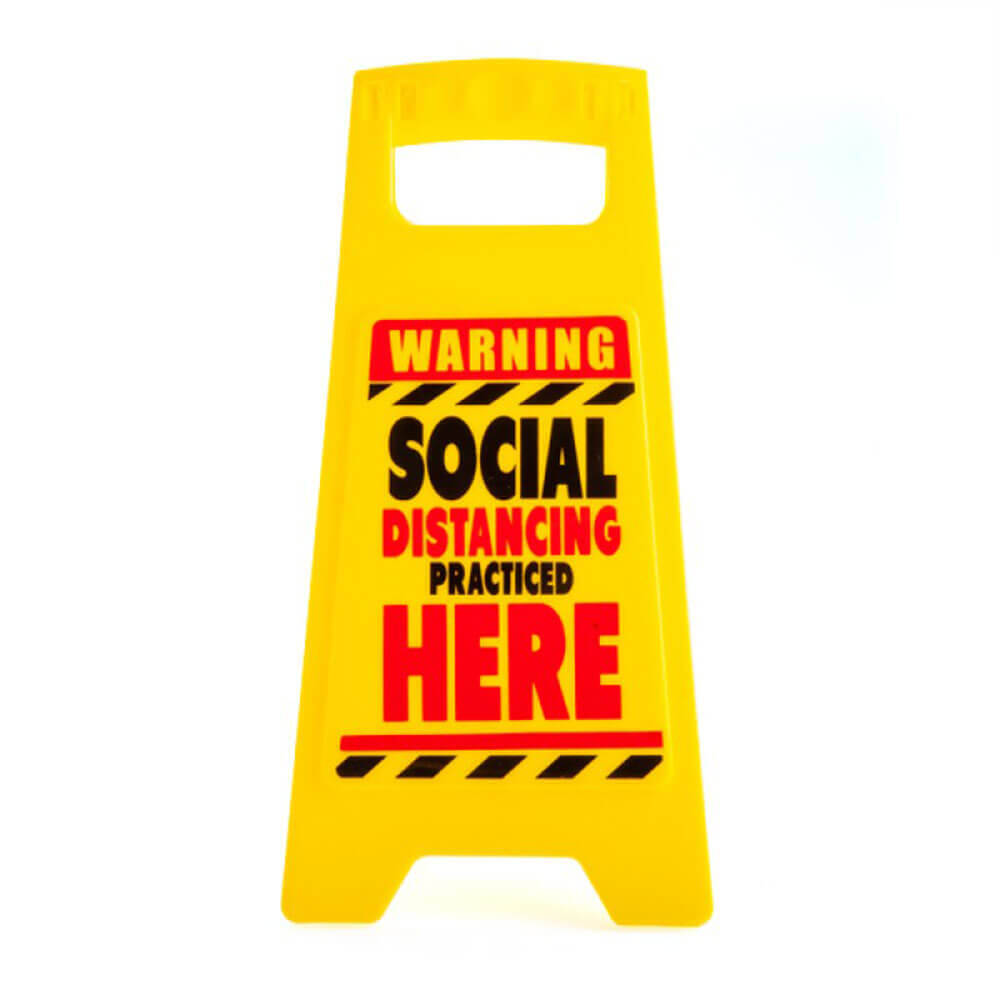 Eye-Catching Yellow Red & Black Design Mini Social Distancing Desk Warning Sign